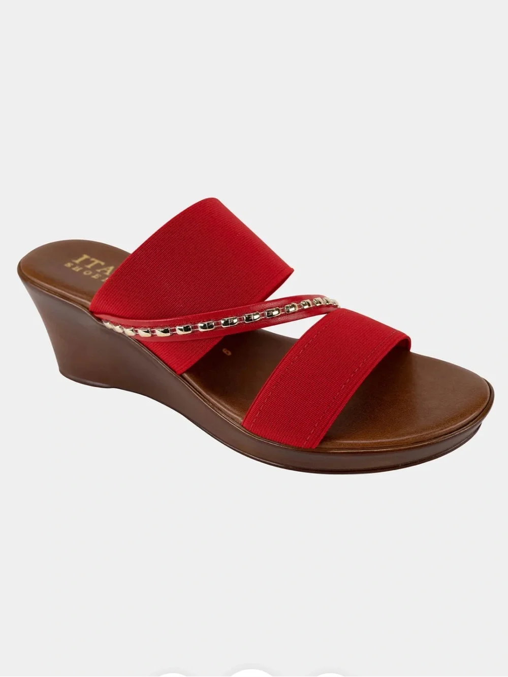 NWOB Italian Showmakers Red Marcia Wedge Sandals. Women's Size: 9.
